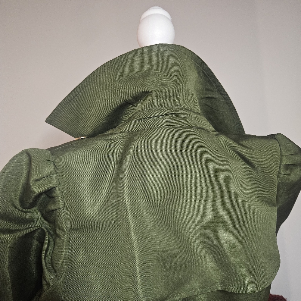 Louise Roe Olive Green Beautifully Lined Trench Coat - Picture 6 of 14